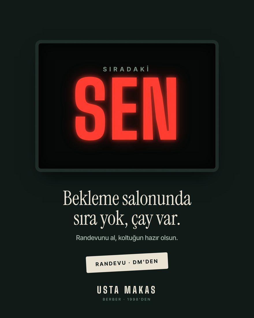 Sıra numaratörü biçiminde berber postu: Sıradaki sen